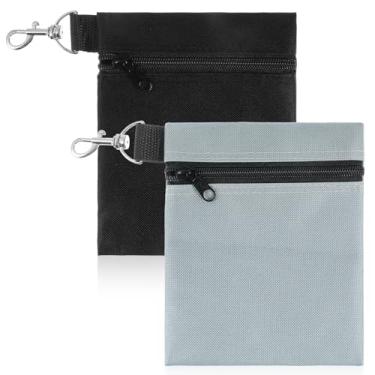 Imagem de FdcLixuvol Pacote com 2 camisetas de golfe, bolsa de bola de golfe 17 x 14 cm, bolsa com zíper com clipe de lagosta de metal, organizador de acessórios de golfe à prova d'água para bolas de camisetas