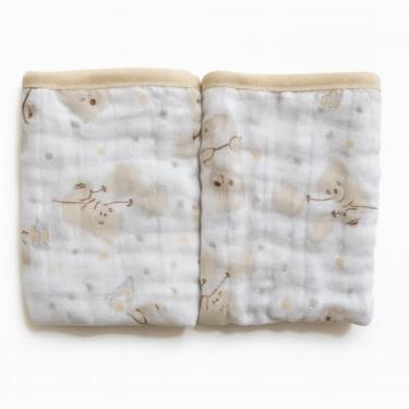 Imagem de Kit 2 Paninhos de Boca Soft Bebê 100% Algodão 40x20cm – Toalhinha Absorvente, Suave e Confortável para Recém-Nascido (Creme/Branco)