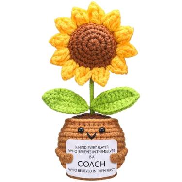 Imagem de Wavwavw 1 Piece Coach Appreciation Gift, Handmade Crochet Sunflower Doll Crochet with Card Sunflower Gifts for Hockey Football Volleyball Baseball Soccer Sports Cheer Coach (Believe in Them)