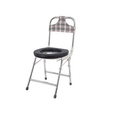Imagem de ZZTWER Cadeira dobrável para banheiro/banheiro dobrável com encosto, cadeira de chuveiro antiderrapante dobrável para idosos cadeira alternativa para vaso sanitário ao ar livre (cor: A)