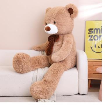 Imagem de Urso De Pelúcia Gigante 120CM, Com Laço Para Decoração Presente Amor (Avelã Com Bege)