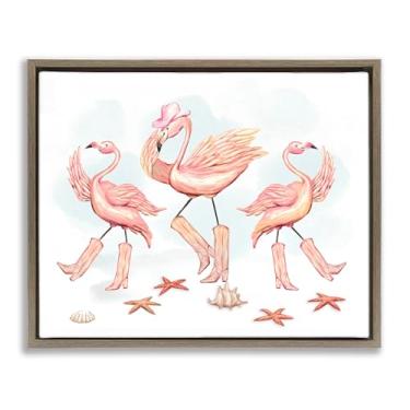 Imagem de Stupell Industries Arte de parede em tela flutuante marrom flamingos cowboy dançante por Ziwei Li, 25 x 31