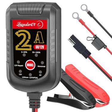 Imagem de Carregador de bateria 2A, mantenedor automático, 6 V, 12 V, carregador flutuante inteligente para carro, motocicleta, cortador de grama, trator, SLA, ATV, AGM, baterias de chumbo-ácido
