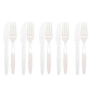 Imagem de Garfo E Faca Biodegradável Para Refeição 50 Unidades Kit 5