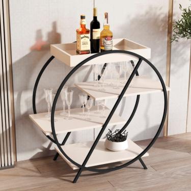Imagem de Bar Adega com Pés de Ferro JB 4009 JB Móveis - Off White/Preto