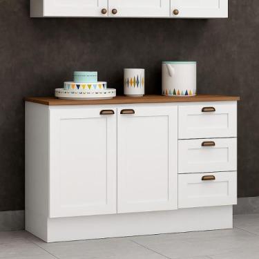 Imagem de Balcão Cozinha Genialflex Provençal Branco Com Tampo Ébano