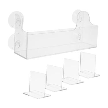 Imagem de Cabilock Organizador de bebidas com ventosa com divisórias, elegante dispensador de bebidas para geladeira armazenamento seguro para latas e lanches, design de compartimento de fácil instalação