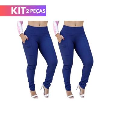 Imagem de Kit 2 Calças Leggings Montaria Forrada Térmica Com Bolsos Inverno - Re