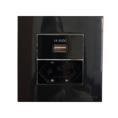 Imagem de Tomada 3 Pinos 10a + Carregador USB 1A Móvel Marmore Drywall Gesso Gra