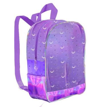 Imagem de Mochila escolar infantil trendy purple lilás holográfica dac
