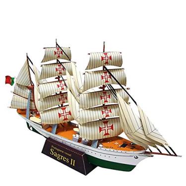 Imagem de Miniatura Maquete Quebra Cabeça 3D Barco a vela: Sagres 2 Colagem Papercraft HAS BRASIL