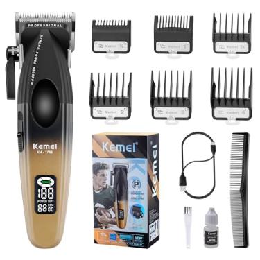 Imagem de KEMEI 1788 Aparador de cabelo profissional para homens, barbeiro sem fio com tela de LED, 9000 RPM para corte de cabelo com bateria de 2500 mAh