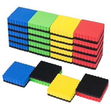 Imagem de JEFURE 24 peças de mini borrachas apagáveis a seco, borracha magnética para quadro branco, borrachas magnéticas para quadro apagável a seco, apagador a seco para quadro branco, professor, casa e