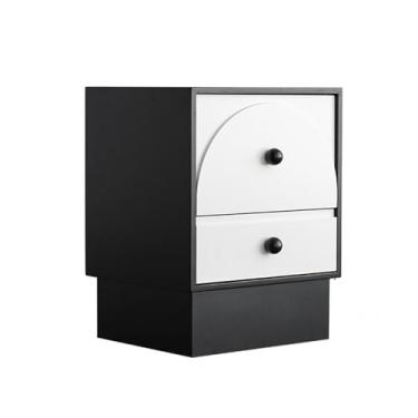 Imagem de Mesa de canto de madeira maciça, armário de cabeceira com duas gavetas, adequado para sala de estar, quarto, armário de cozinha, mesa lateral