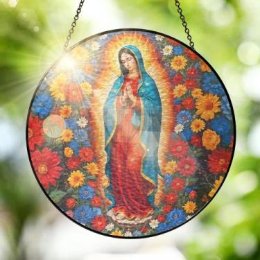 Imagem de Janela de vitral pendurada Virgen De Guadalupe 25cm - FLAGWIX