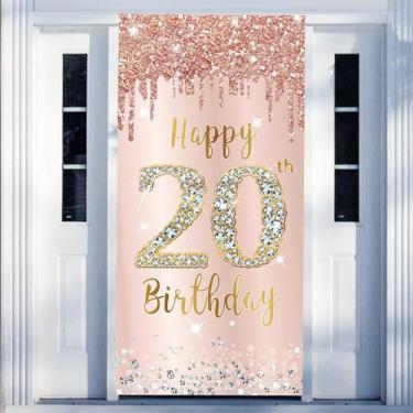 Imagem de Decorações de banner de porta Excelloon Happy 20th Birthday Women