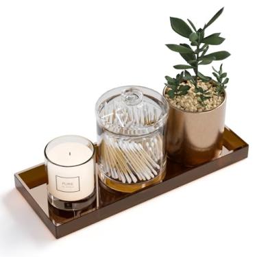 Imagem de ATZYmolin Bandeja de banheiro de 28 cm x 11 cm, organizador decorativo de acrílico para saboneteira, perfume, vela, maquiagem - bandeja retangular para pia, vaso sanitário, cômoda, decoração de casa