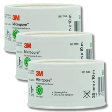Imagem de Fita Micropore 25mm x 10m Hipoalergênica Branca - Kit com 3 Unidades
