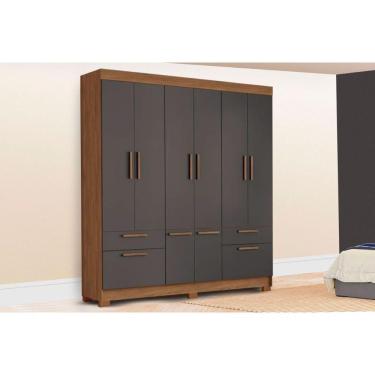 Imagem de Guarda Roupa Casal 8 Portas E 4 Gavetas C/ Pés Curitiba 8.4 Jatobá/grafite - Santos Andirá