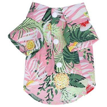 Imagem de HEEPDD Camisa para animais de estimação, camisas havaianas para cães de estimação camisa havaiana legal flor de verão camisa de abacaxi de algodão respirável para animais de estimação cão havaiano camiseta de verão para gatos cães coelhos