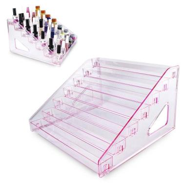 Imagem de Expositor Suporte Esmaltes Acrílico 7 Degraus Rosa Para 80Un