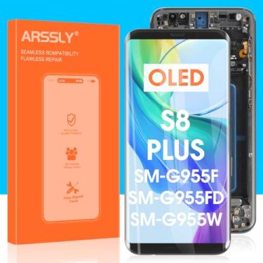 Imagem de Substituição de tela OLED para Samsung Galaxy S8 Plus para tela LCD Samsung S8 Plus S8+ Montagem digitalizador de tela sensível ao toque G955U G955A G955W (preto com moldura, 6,2 polegadas)