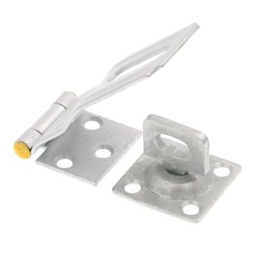 Imagem de Prime-Line U 117123 Porta e portão, trava de dobradiça de ferrolho de segurança com grampo fixo de 3,5 cm com parafusos, galvanizado com pino de latão sólido (pacote único)