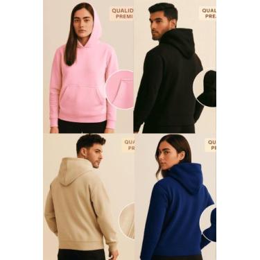 Imagem de Moletom Canguru Unissex Flanelado  Envio Rápido - TRAJANO STORE, Azul,