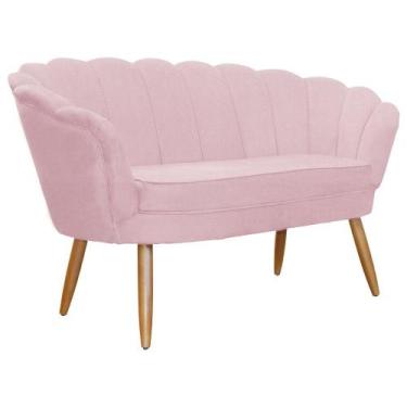 Imagem de Namoradeira Decorativa Pétala Suede Rosa Bebê Pés Madeira Ms Decor - M