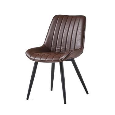 Imagem de Cadeira de jantar contemporânea de couro PU com pernas de metal - várias cores disponíveis (cor café)