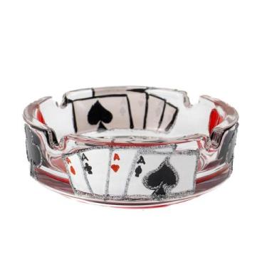 Imagem de Cinzeiro Zé Pelintra Baralho Vidro Pintado 10 Cm 4 Apoios - Lua Místic