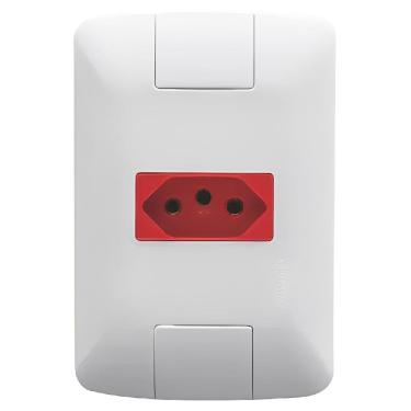 Imagem de Conjunto 4x2 com 1 Tomada 2P+T 20 Amperes 250 Volts Branco e Vermelho Aria - 57241015 - TRAMONTINA