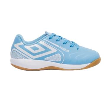 Imagem de Chuteira Umbro Futsal Pro 5 Jr Azul e Branco - Juvenil - 31 - Azul