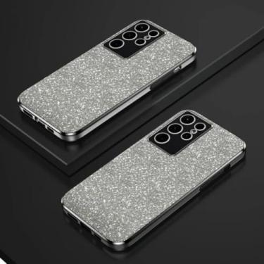 Imagem de Capa de celular com suporte magnético e glitter de TPU para Samsung Galaxy S25 Ultra S24 S23 FE S22 S21 S20 S10 Plus Note 20 Ultra Pro (para Samsung S25 Plus/Sliver)