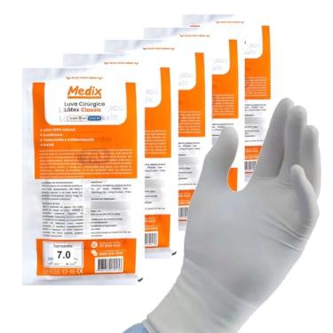Imagem de Luva Cirúrgica Estéril em Látex Natural com Pó, Tamanho 7.0, Kit com 5 Pares, Uso Hospitalar e Médico