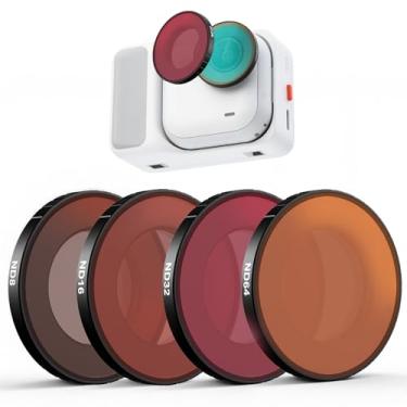 Imagem de Haoge Kit de filtro ND para Insta360 GO Ultra, ND8 ND16 ND32 ND64, pacote com 4 filtros de vidro óptico de controle de exposição de redução de luz com revestimento multicamadas