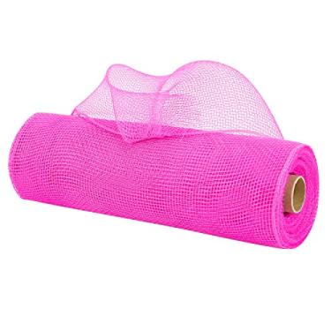 Imagem de MEEDEE Rolos de malha rosa Deco de 25,4 cm, fita de malha rosa choque para árvore de Natal, guirlanda, escada, caixa de correio, peça central, fazer grinaldas, decoração e artesanato (30 pés)