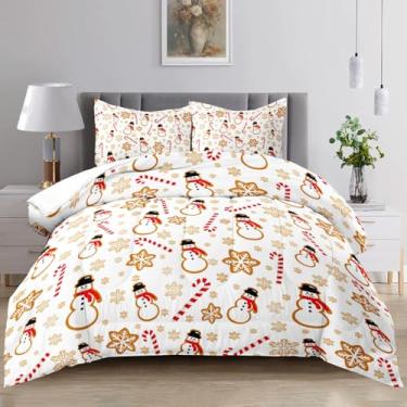 Imagem de Raphus cucullatus Jogo de cama queen, boneco de neve, conjunto de edredom de Natal, colcha de inverno, floco de neve, conjunto de edredom queen, linda colcha de bengala doce