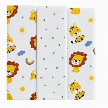 Imagem de Kit 3 Cueiros Bebê 100% Algodão 80x50cm – Macio, Confortável, Estampado – Ideal Para Recém-Nascido, Enxoval e Presente Infantil