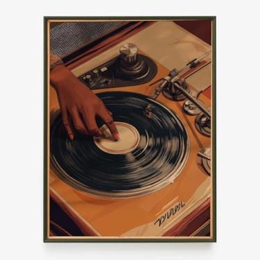 Imagem de JUYEART Impressão em tela de música afro-americana arte de parede de mulher negra moda menina negra decoração de parede moderna feminina afro-americana pôster de arte para quarto sala de estar 30,5 x