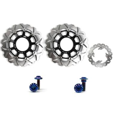 Imagem de Arashi Discos de freio dianteiros traseiros rotores com parafusos de montagem para Honda CBR600F4i 2001-2007, CBR600F SPORT 2001-2002, peças de acessórios de reposição de motocicleta