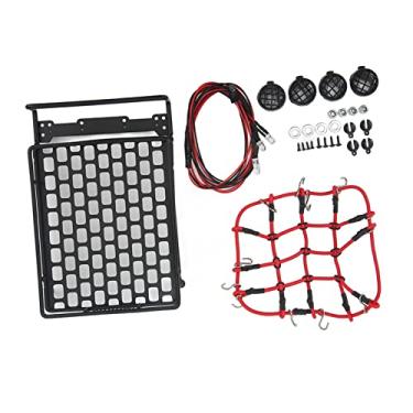 Imagem de Domary RC Carro Telhado Rack, Universal Portátil RC Telhado Rack Bagagem Com Luzes LED para 1/10 1/12 1/14 Universal RC Car (Lâmpada redonda)