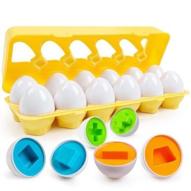 Imagem de Egg Toys FQKIOMY para crianças de 1 a 3 ovos geométricos Montessori