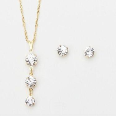 Imagem de Conjunto Colar E Brinco Ponto Luz Folheado A Ouro 18k - Milena Joias