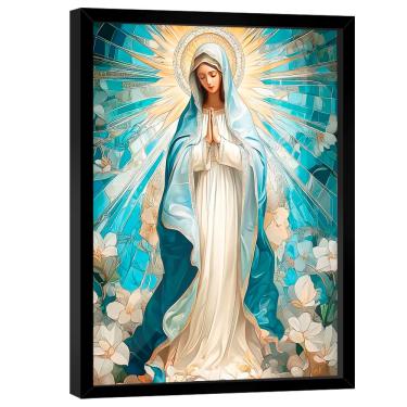 Imagem de Quadro Decorativo Nossa Senhora Aparecida Branco e Azul