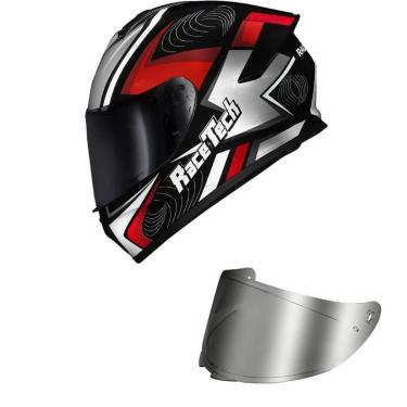 Imagem de Capacete Race Tech Hit Draw Cinza e Vermelho Mais Viseira Prata-Masculino