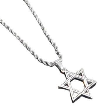 Imagem de Colar Corrente Pingente Estrela de Davi, Aço Inoxidável Cirúrgico