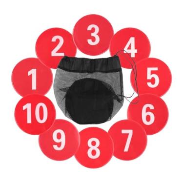 Imagem de UGPLM 10 marcadores de piso numerados, almofadas de marcação de treinamento, equipamentos de exercício, marcadores de disco plano para atividades esportivas, Vermelho