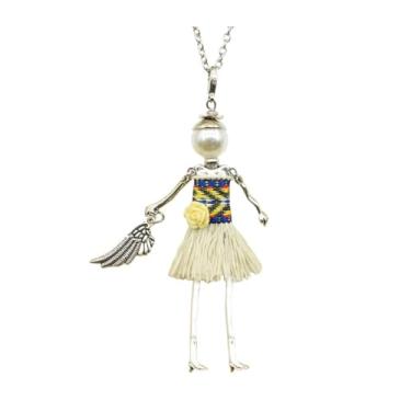 Imagem de OSCCI Colar de boneca de cristal Paris para mulheres, vestido bonito feito à mão com pingente de corrente longa, bijuteria de formatura, Metal, Sem Pedra Preciosa