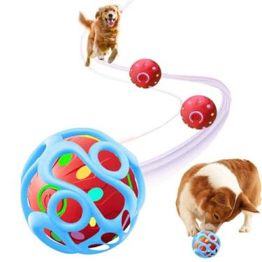 Imagem de Conjunto de brinquedos interativos para cães, bolas vibratórias saltitantes inteligentes, silicone oco vermelho e azul
